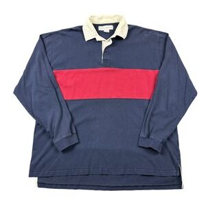 Henry Grethel Shirt Men XL Blue Red Retro Varsity Rugby Polo Long Sleeve Y2K